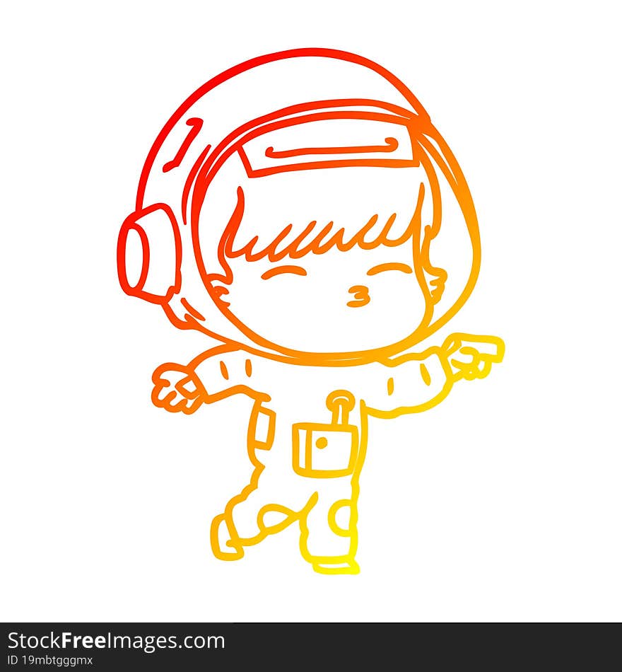 warm gradient line drawing cartoon curious astronaut