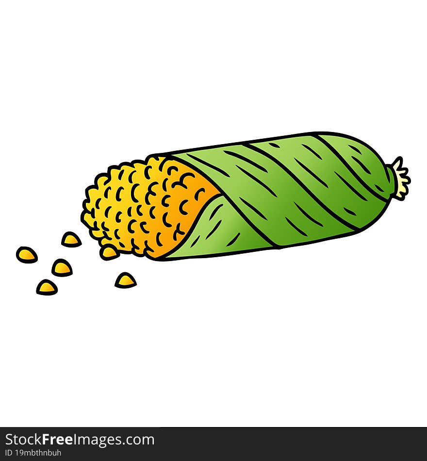 Gradient Cartoon Doodle Of Fresh Corn On The Cob