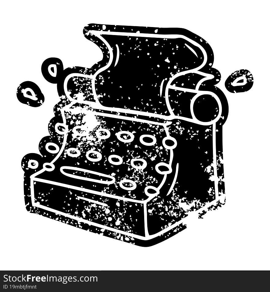 grunge icon drawing of old school typewriter