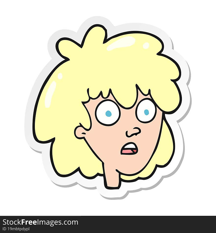 Sticker Of A Cartoon Female Face