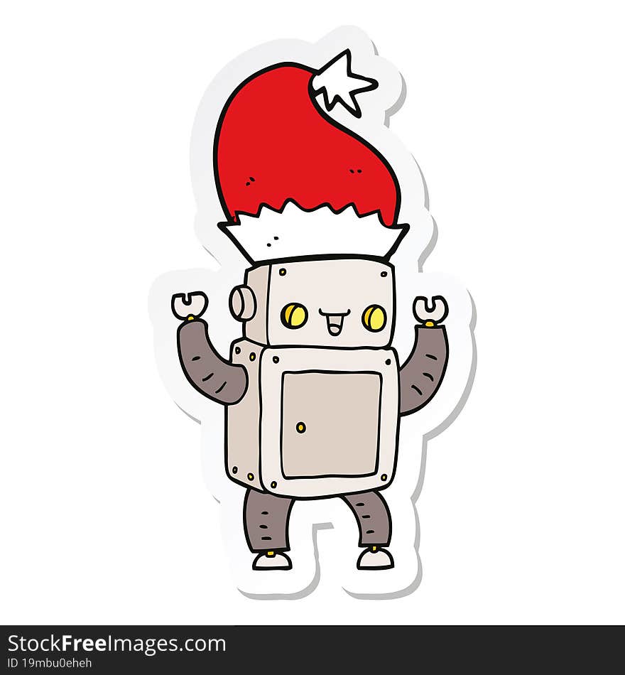 sticker of a cartoon christmas robot