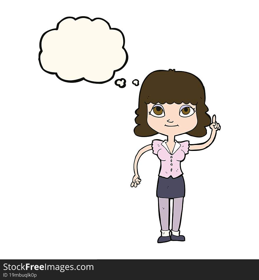 cartoon woman with idea with thought bubble