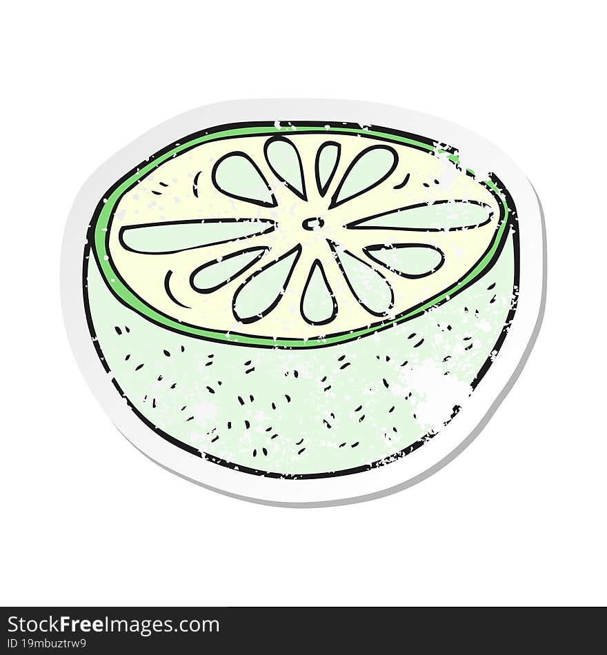 Retro Distressed Sticker Of A Cartoon Half Melon