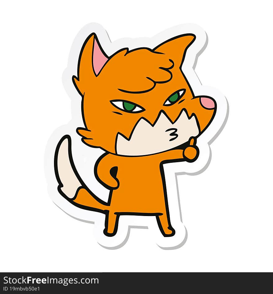 Sticker Of A Clever Cartoon Fox