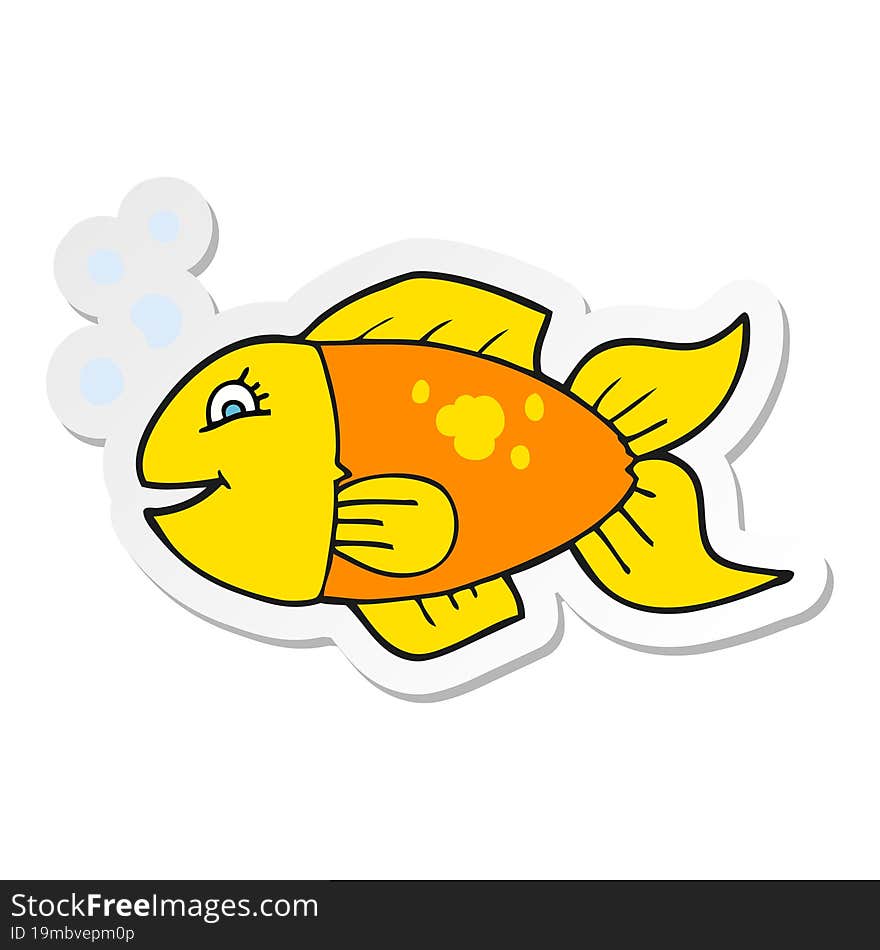 Sticker Of A Cartoon Fish