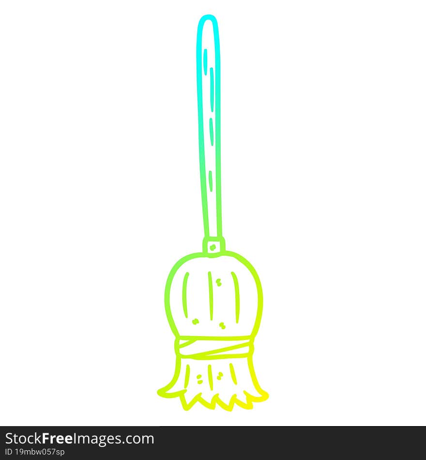 Cold Gradient Line Drawing Cartoon Broom