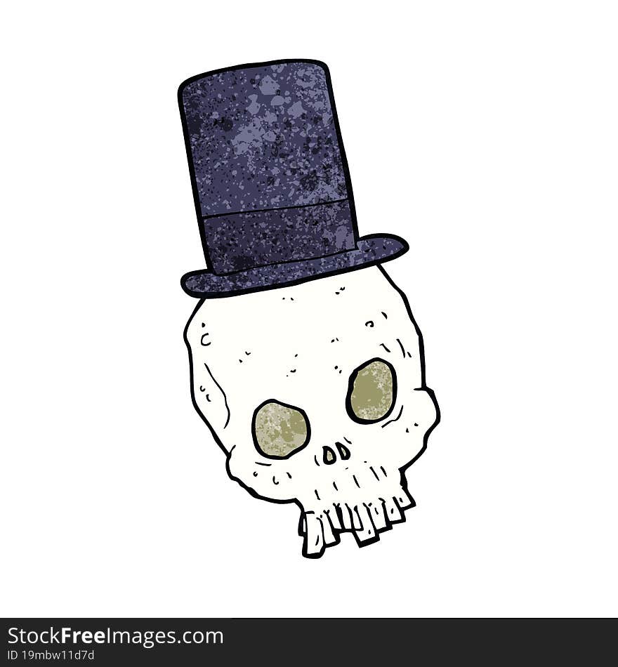 Cartoon Skull Wearing Top Hat