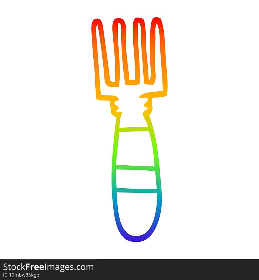 rainbow gradient line drawing cartoon fork