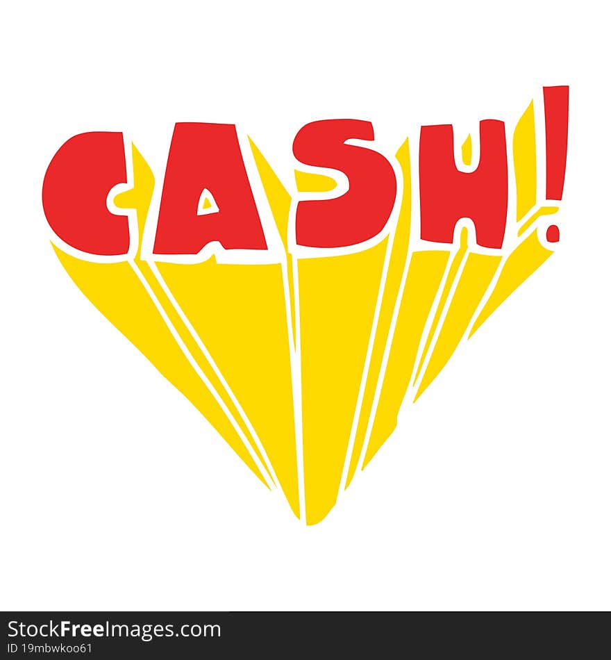 flat color style cartoon word cash