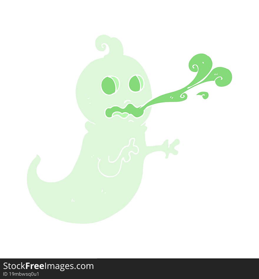 Flat Color Illustration Of A Cartoon Slimy Ghost