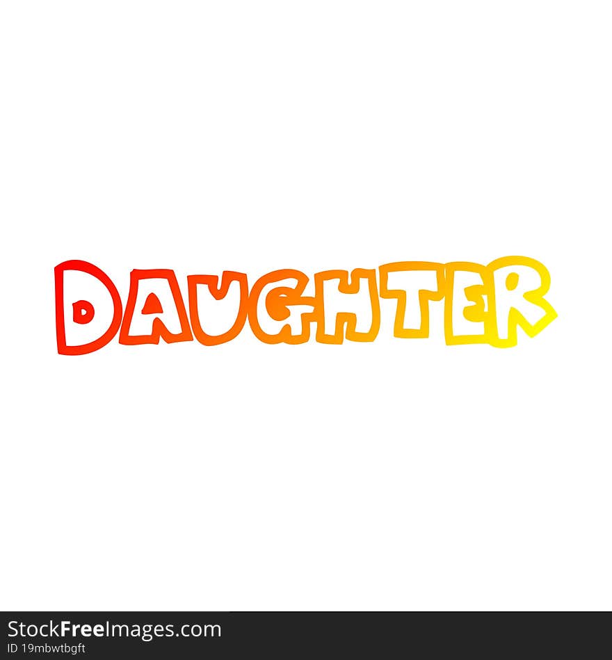 Warm Gradient Line Drawing Cartoon Word Daughter