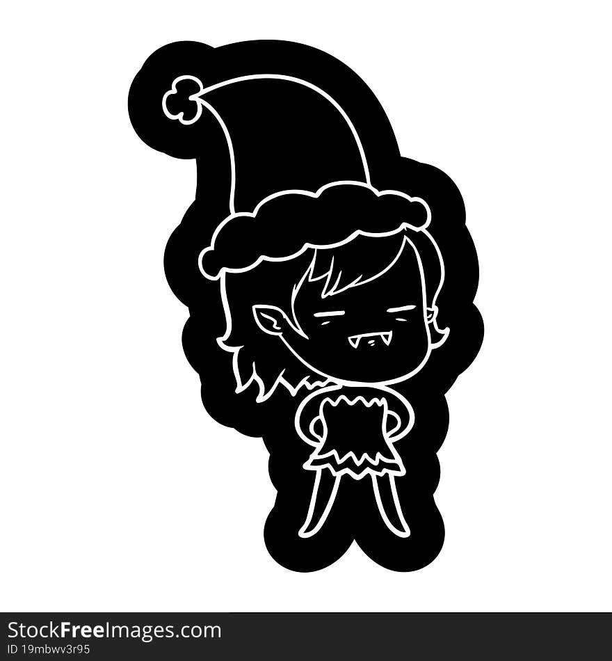 cartoon icon of a undead vampire girl wearing santa hat