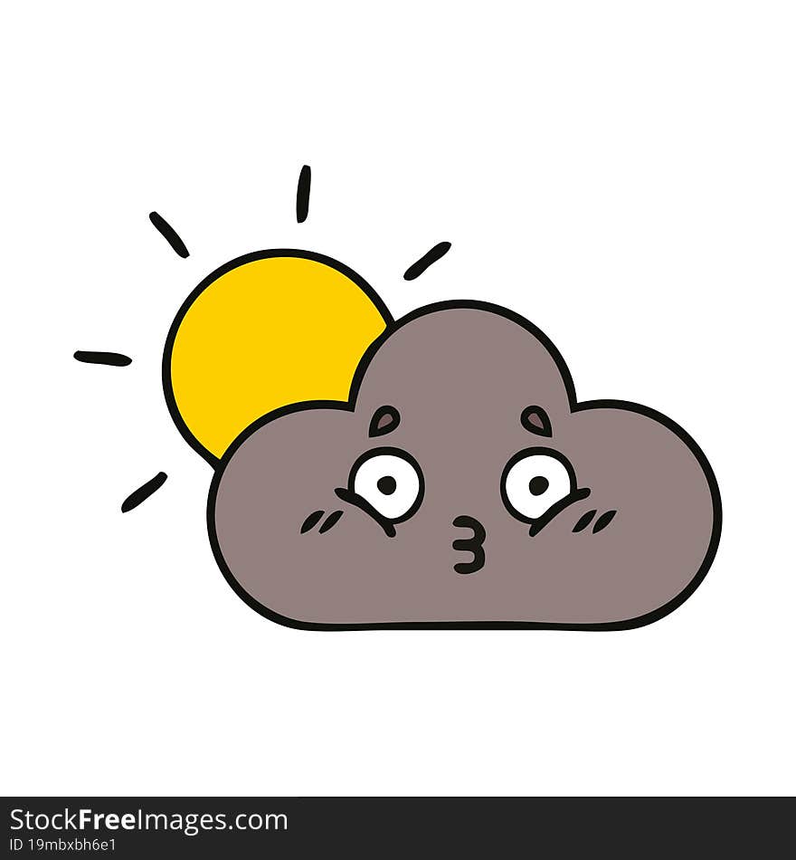 cute cartoon storm cloud and sun