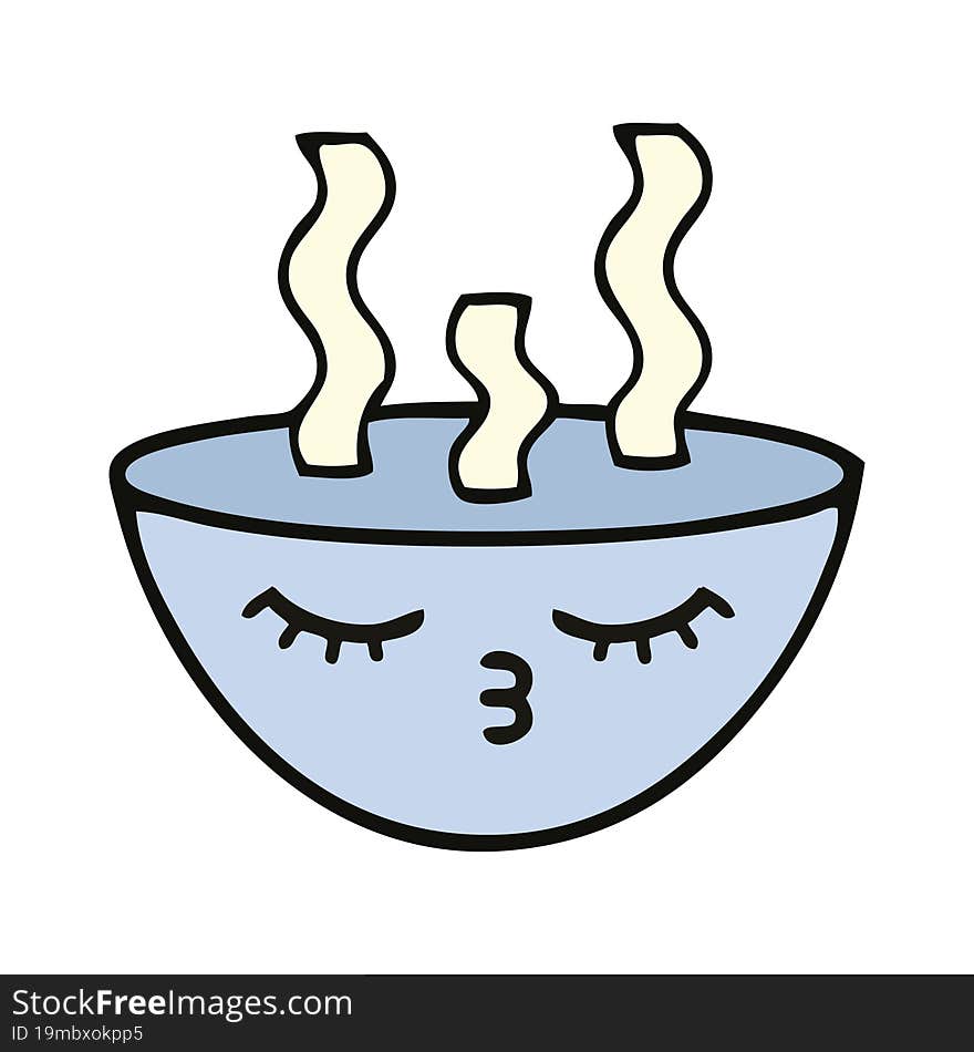 cute cartoon of a bowl of hot soup