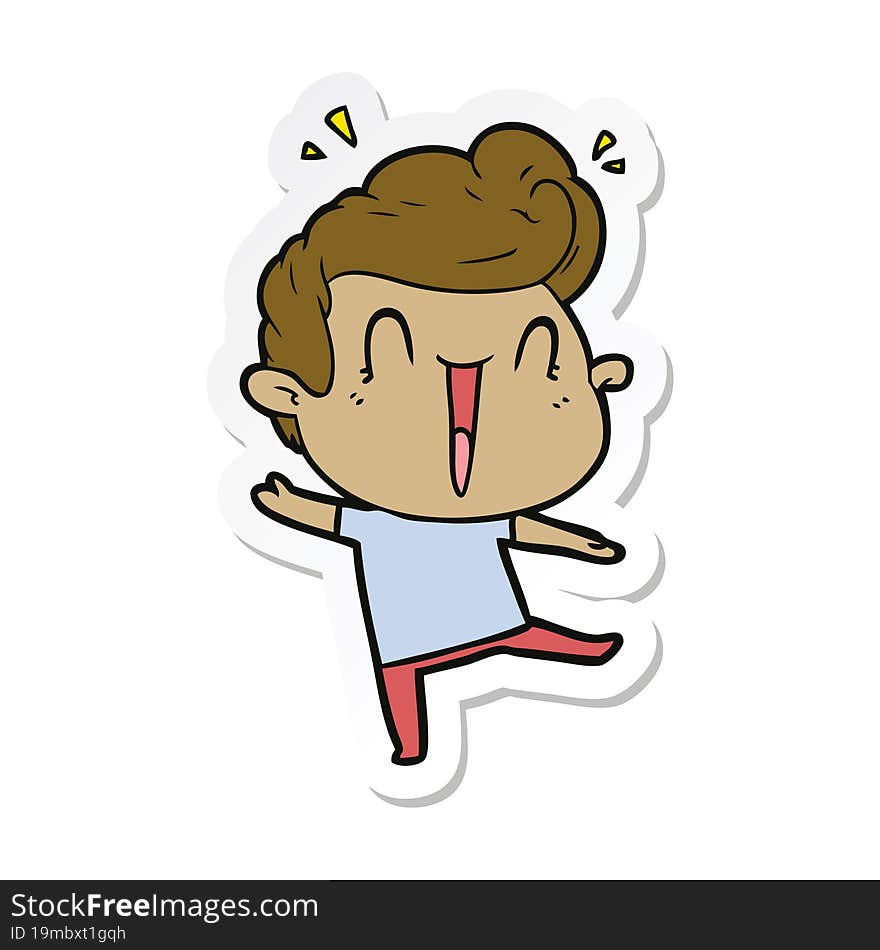 sticker of a cartoon excited man