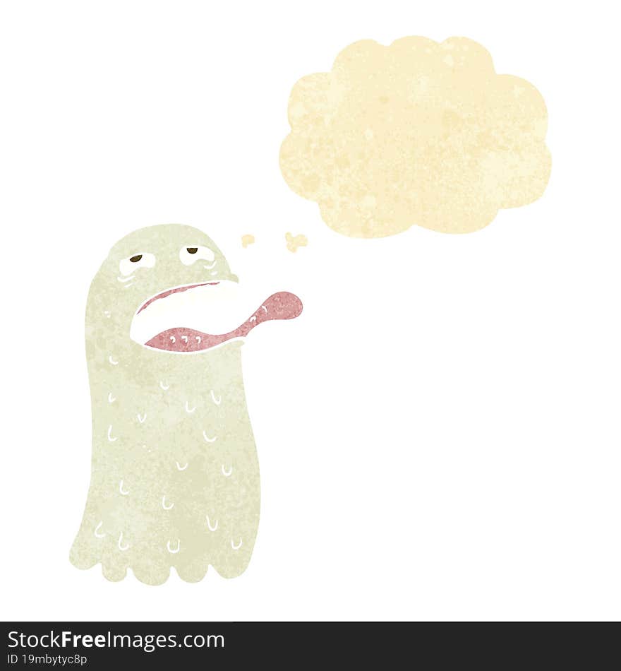 Cartoon Funny Ghost With Thought Bubble