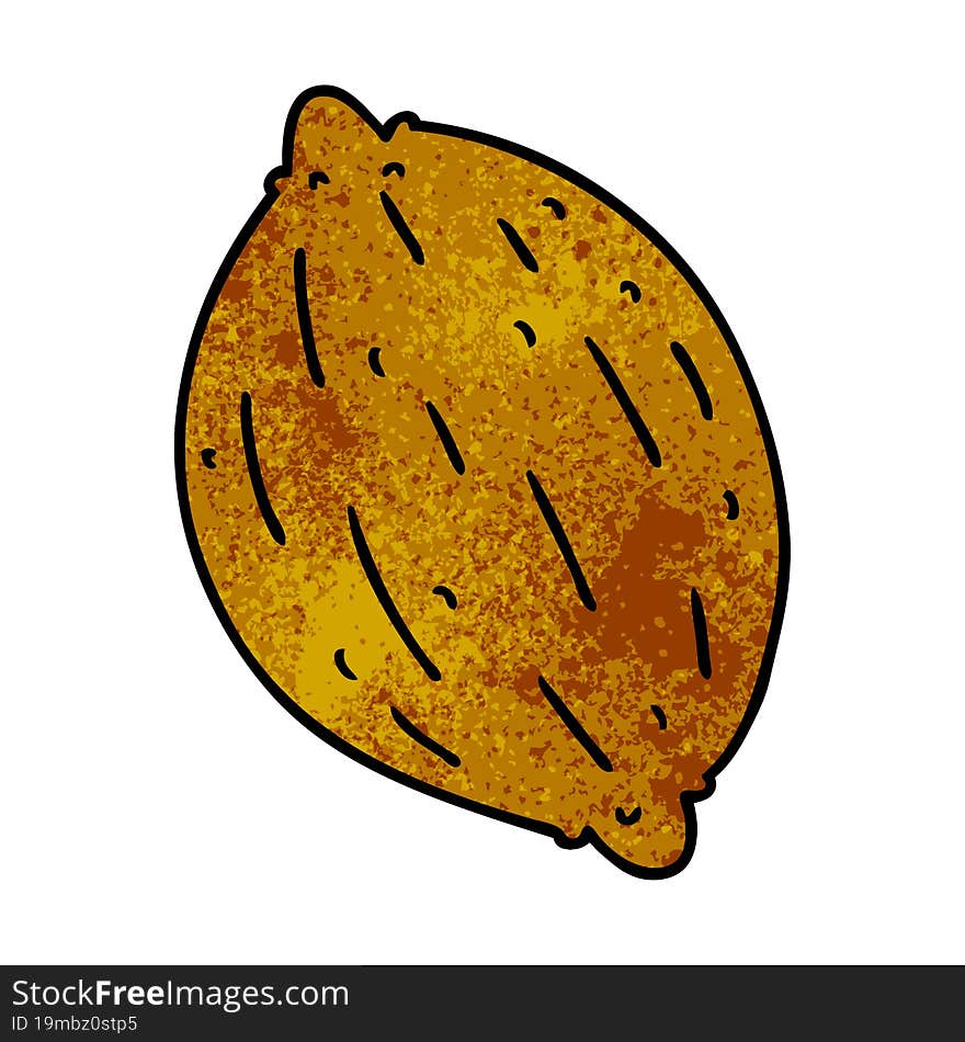 textured cartoon of a single walnut