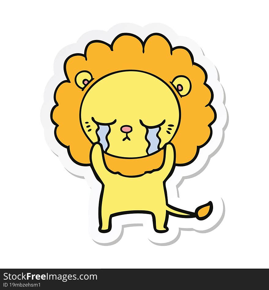 Sticker Of A Crying Cartoon Lion