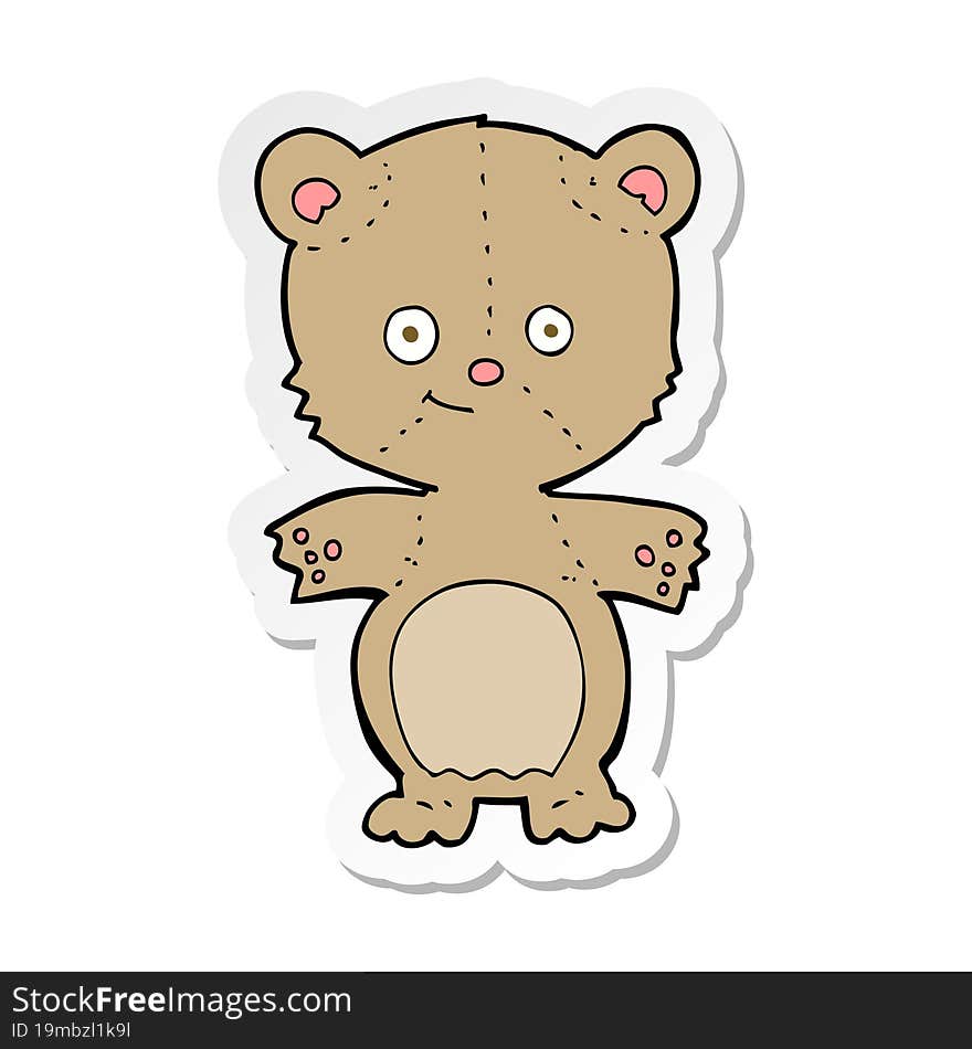 sticker of a cartoon happy teddy bear