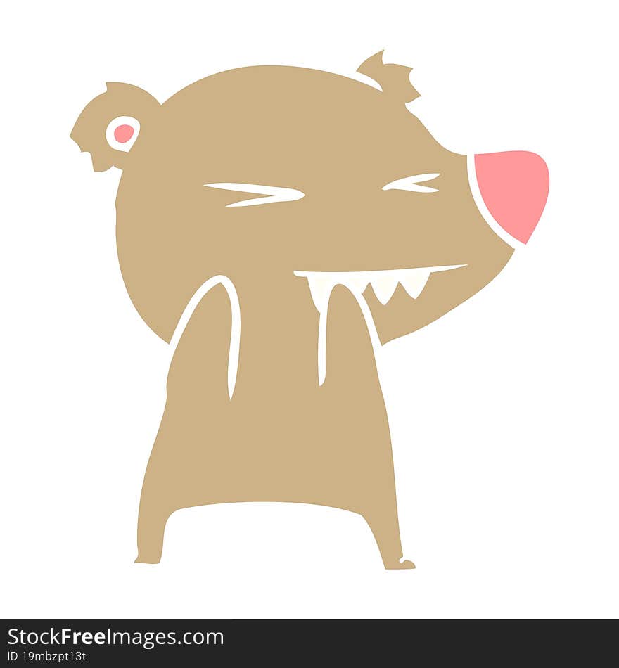 angry bear flat color style cartoon