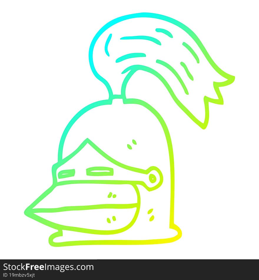 cold gradient line drawing cartoon knight helmet