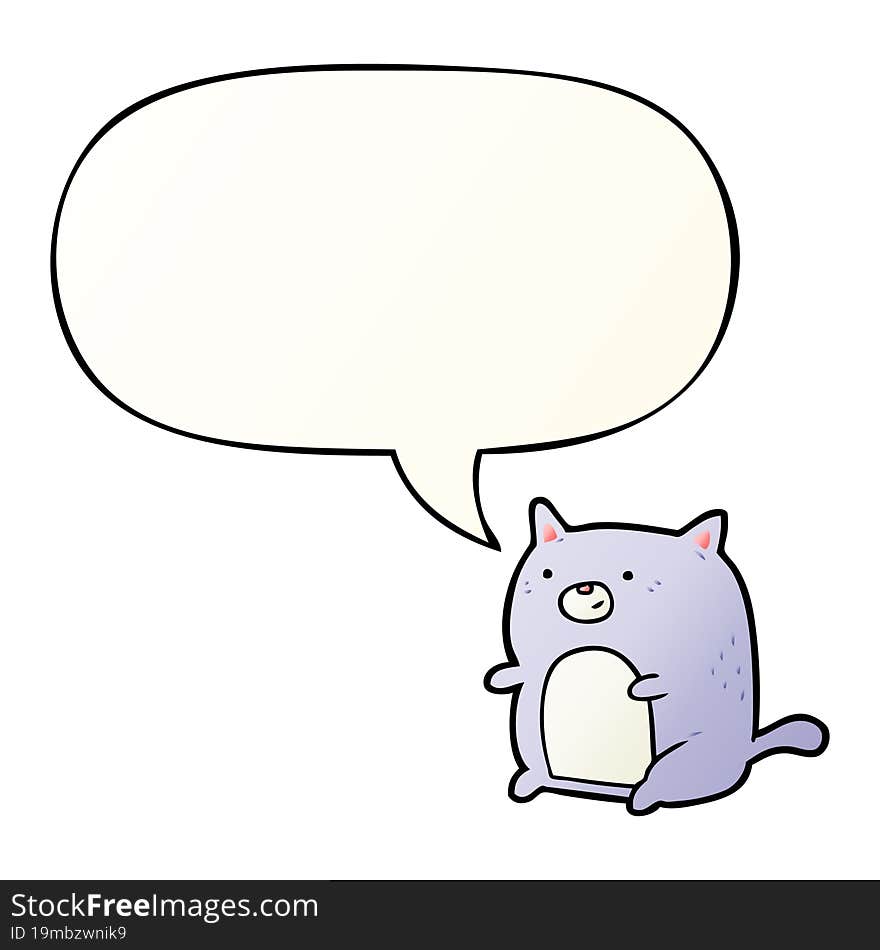 Cartoon Cat And Speech Bubble In Smooth Gradient Style