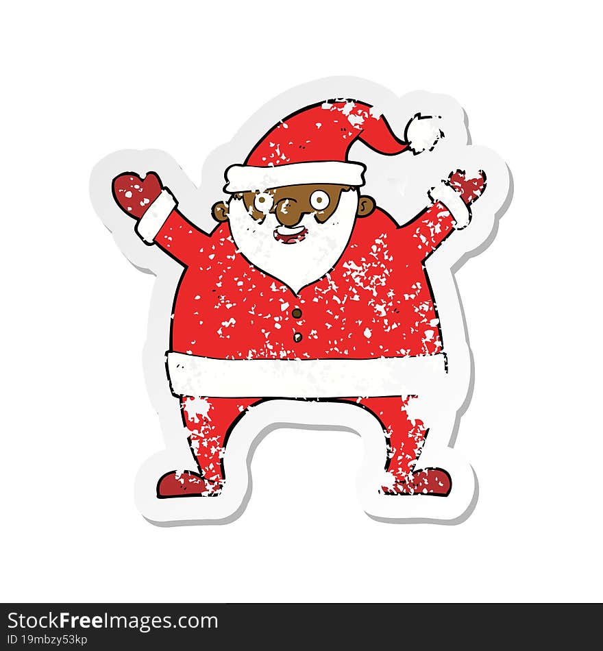 retro distressed sticker of a cartoon santa claus