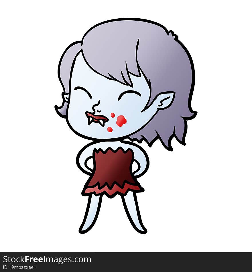 cartoon vampire girl with blood on cheek. cartoon vampire girl with blood on cheek