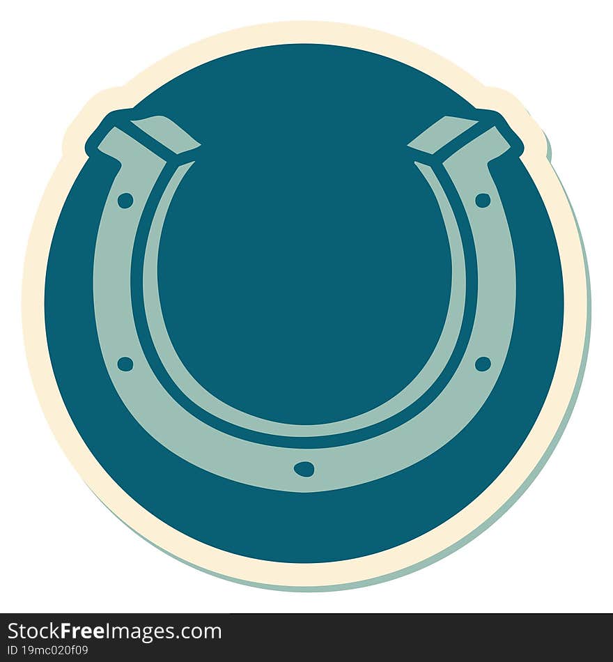 tattoo style sticker of a horse shoe