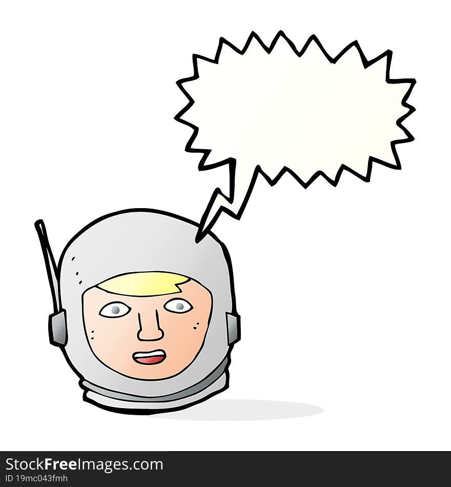 cartoon astronaut head with speech bubble