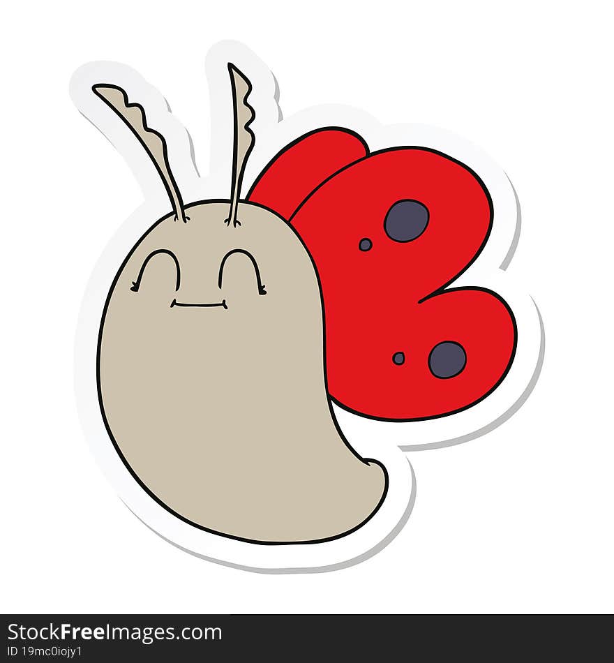 sticker of a funny cartoon butterfly