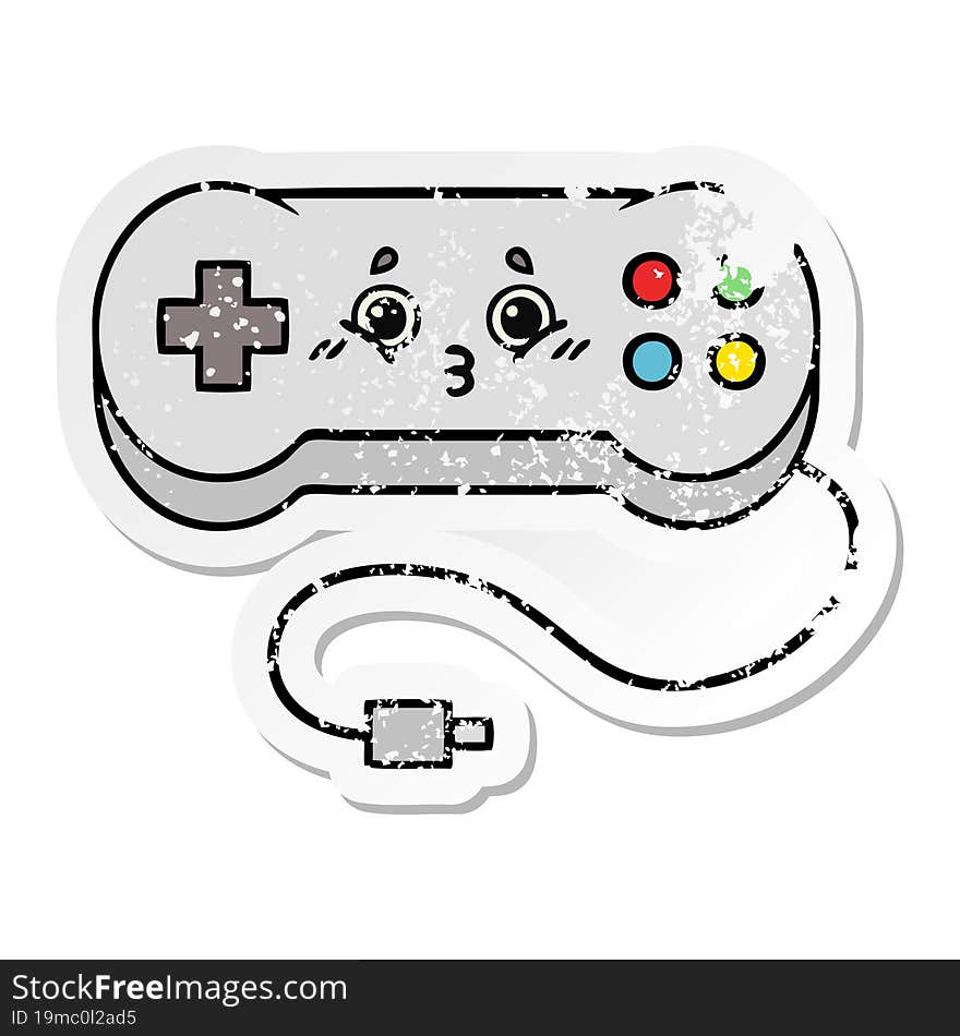 distressed sticker of a cute cartoon game controller