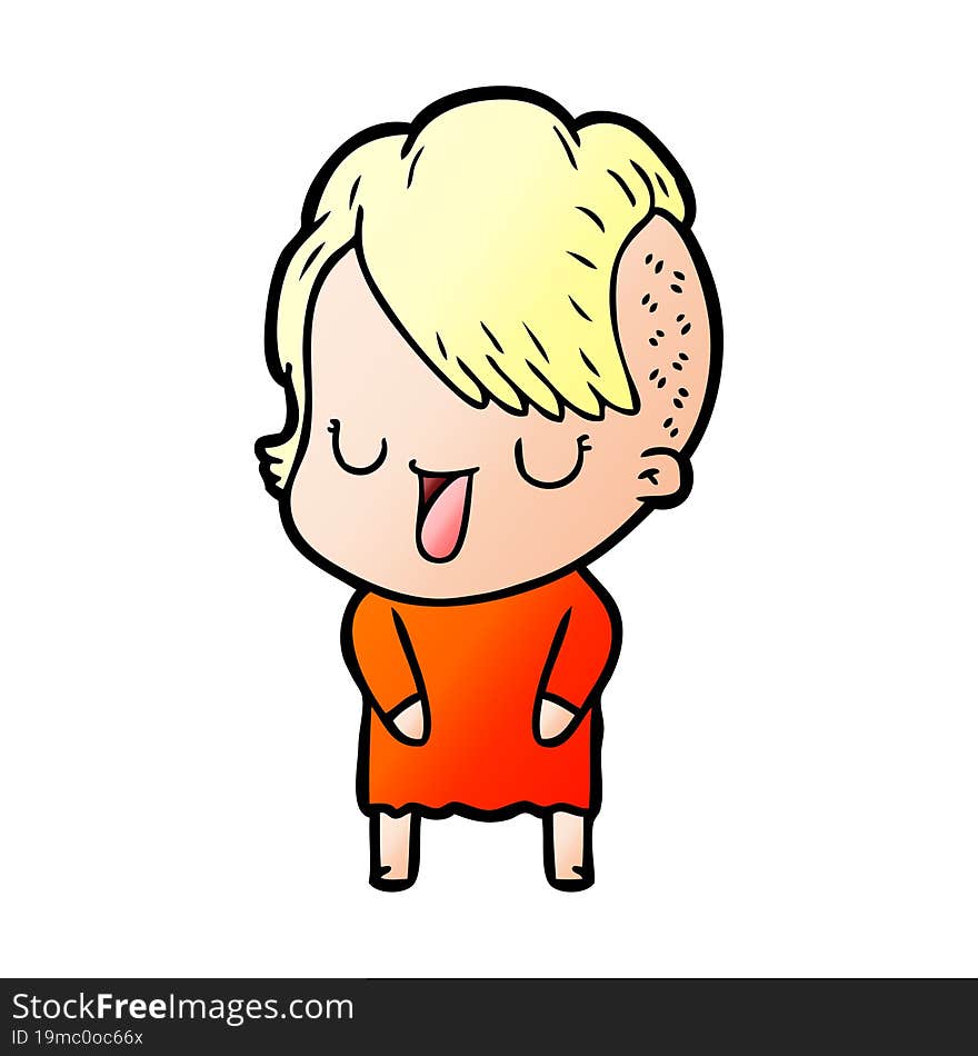 cute cartoon girl with hipster haircut. cute cartoon girl with hipster haircut