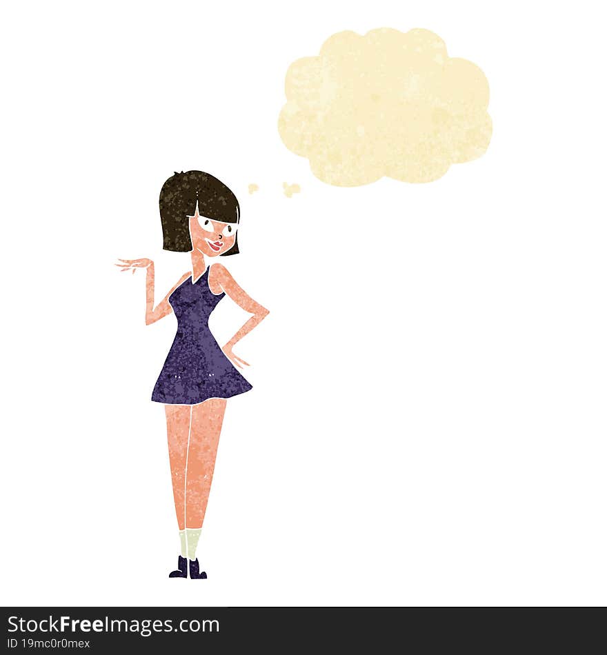 Cartoon Pretty Woman With Thought Bubble