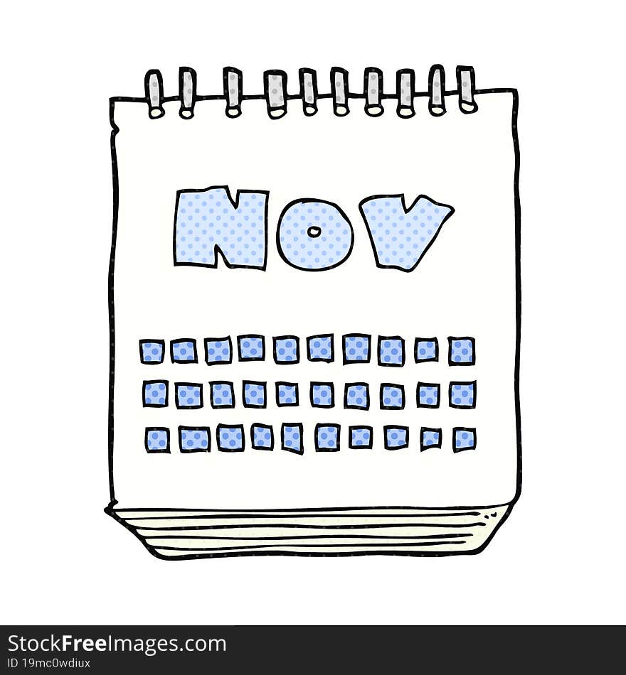 cartoon calendar showing month of november