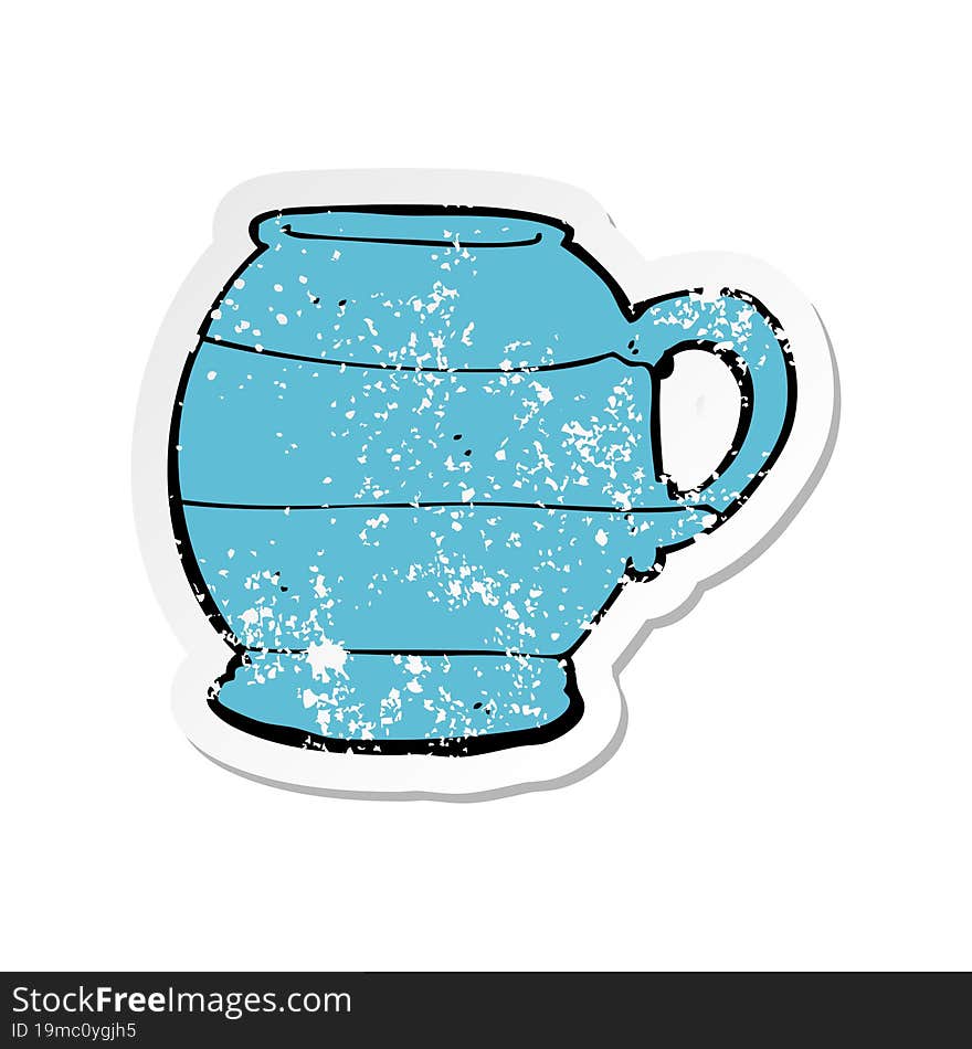 retro distressed sticker of a cartoon old style mug