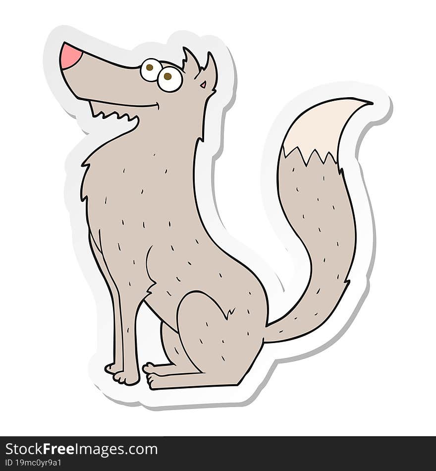 sticker of a cartoon wolf