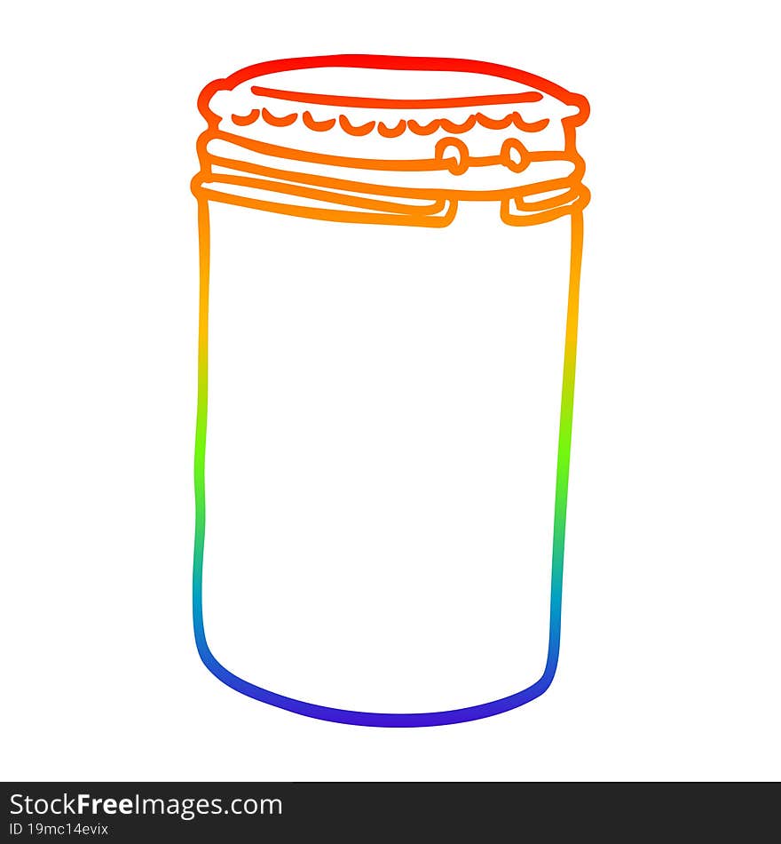 rainbow gradient line drawing of a cartoon storage jar