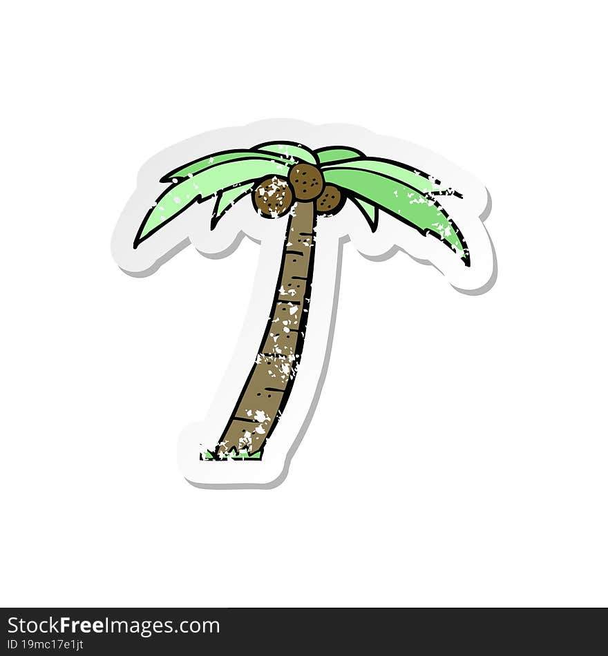 retro distressed sticker of a cartoon palm tree