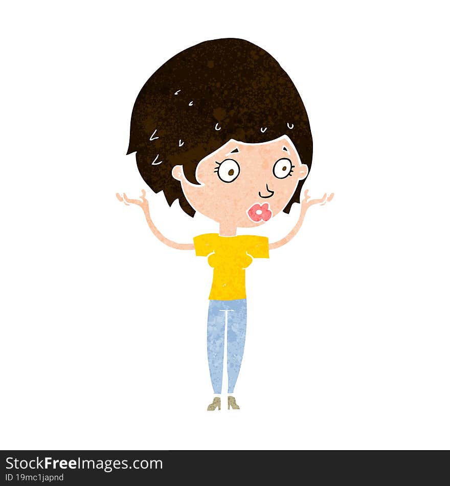 Cartoon Woman Raising Hands In Air