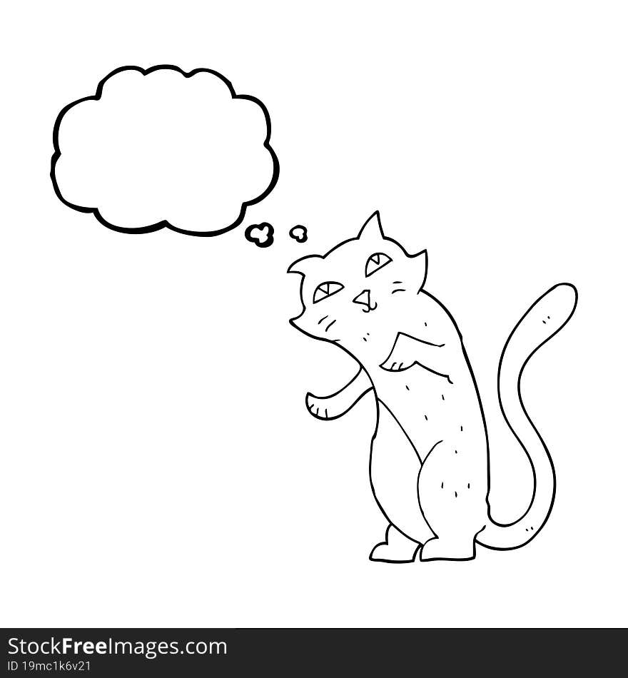 freehand drawn thought bubble cartoon cat