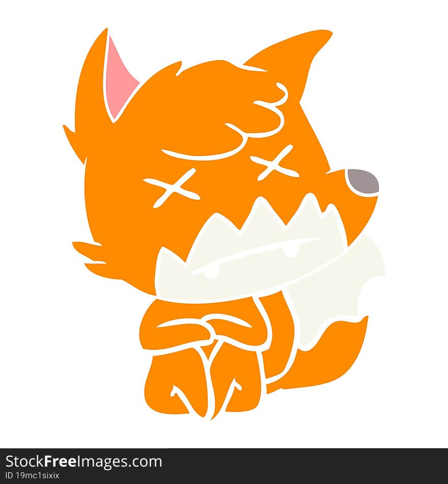 flat color style cartoon dead fox