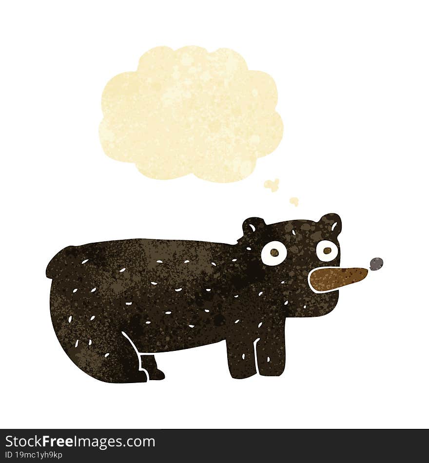 funny cartoon black bear with thought bubble