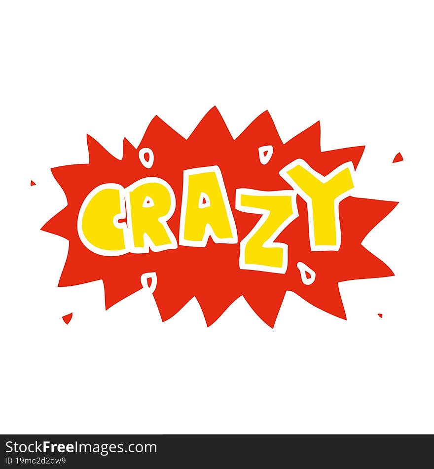 flat color style cartoon word crazy