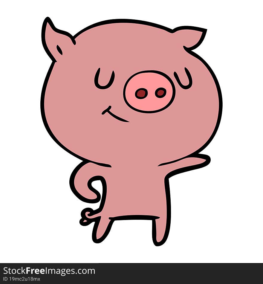 happy cartoon pig. happy cartoon pig