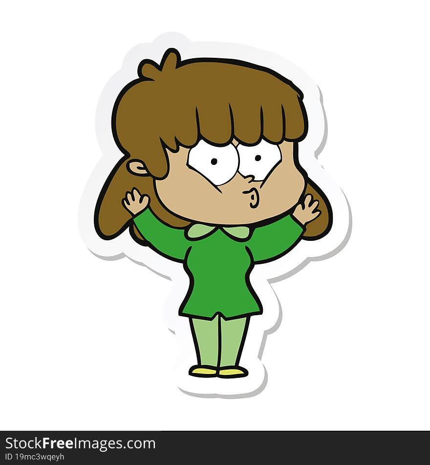 sticker of a cartoon whistling girl