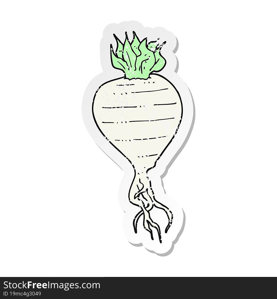 retro distressed sticker of a cartoon turnip