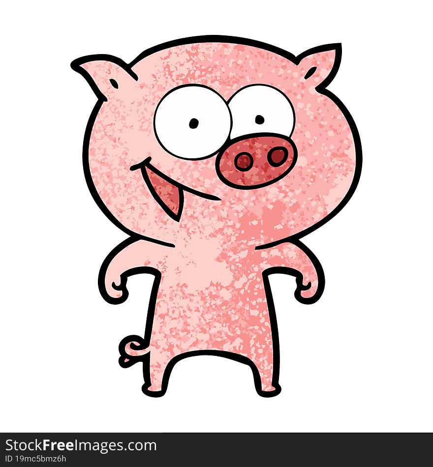 cheerful pig cartoon. cheerful pig cartoon