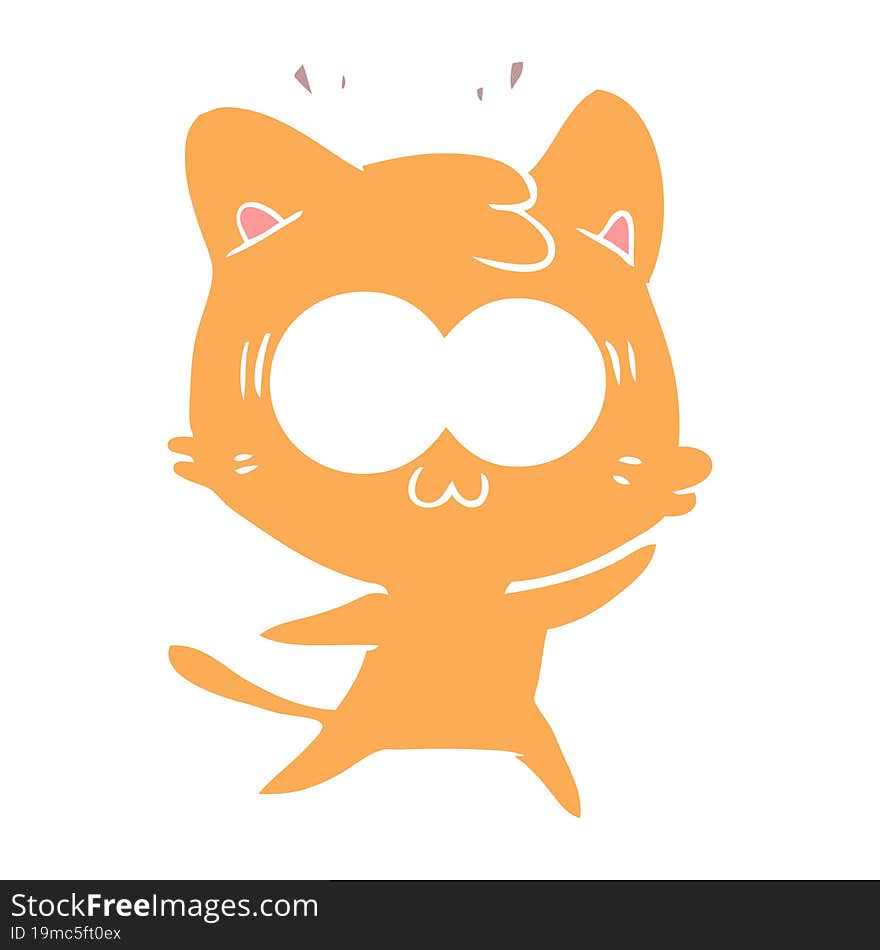 Flat Color Style Cartoon Surprised Cat