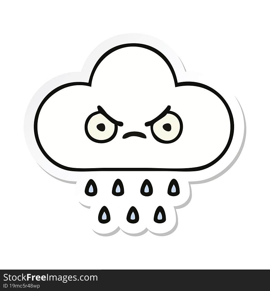 sticker of a cute cartoon rain cloud